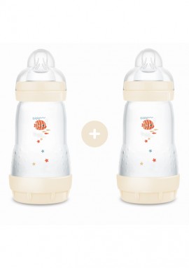 Mam Easy Start Anti-Colic, Πλαστικό Μπιμπερό, Θηλή Σιλικόνης 2m+ Μπεζ Unisex 2x260ml