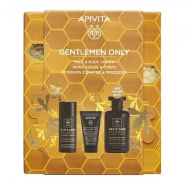 Apivita Gentlemen Only Promo Face & Eye Cream, 50ml, Black Detox Cleansing Jelly, 50ml & Free Mens Care Hair & Body Wash, 250ml