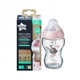 Tommee Tippee Closer to Nature Glass Bottle Pink  0+ Months 250ml