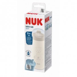 Nuk Mini-Me Sip Παγουράκι από Ανοξείδωτο Ατσάλι με Ρύγχος Μπεζ 9m+ 300ml