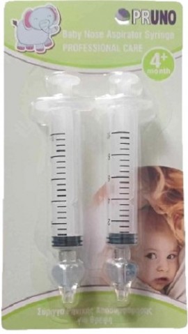 Pruno Baby Nose Aspirator Syringe With Silicone Nose Σύριγγα Ρινικής Αποσυμφόρησης 4m﹢ 2τμχ