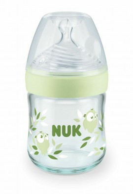 Nuk Nature Sense Γυάλινο Μπιμπερό Θηλή Σιλικόνης Small 0-6m Πράσινο 120ml