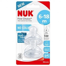 Nuk First Choice Plus Θηλές Σιλικόνης Flow Control 6-18m 2τεμ