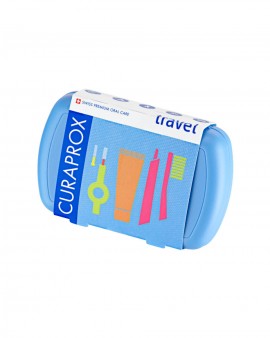 Curaprox Travel Set με Οδοντόκρεμα 10ml, Οδοντόβουρτσα Πτυσσόμενη, Μεσοδόντιο Βουρτσάκι Καθαρισμού & Κουτί Μεταφοράς 1τεμ. Μπλε