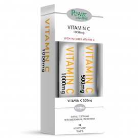 Power of Nature Vitramin C 1000mg με Στέβια 20 eff.tabs +ΔΩΡΟ Βιταμίνη C 500mg 20eff.tabs