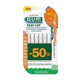 Gum Promo 1+1 Trav-ler Interdental Brush (1412) Μεσοδόντιο Βουρτσάκι 0.9mm Πορτοκαλί, 6pcs + 6pcs