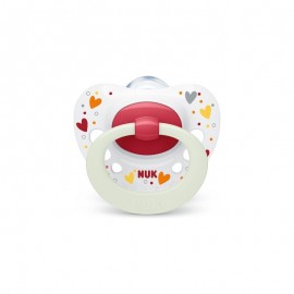 NUK Signature Night Silicone Soother 0-6m White-Red