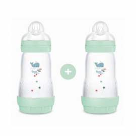 Mam Easy Start Anti-Colic, Πλαστικό Μπιμπερό, Θηλή Σιλικόνης 2m+ Γαλάζιο 2x260ml